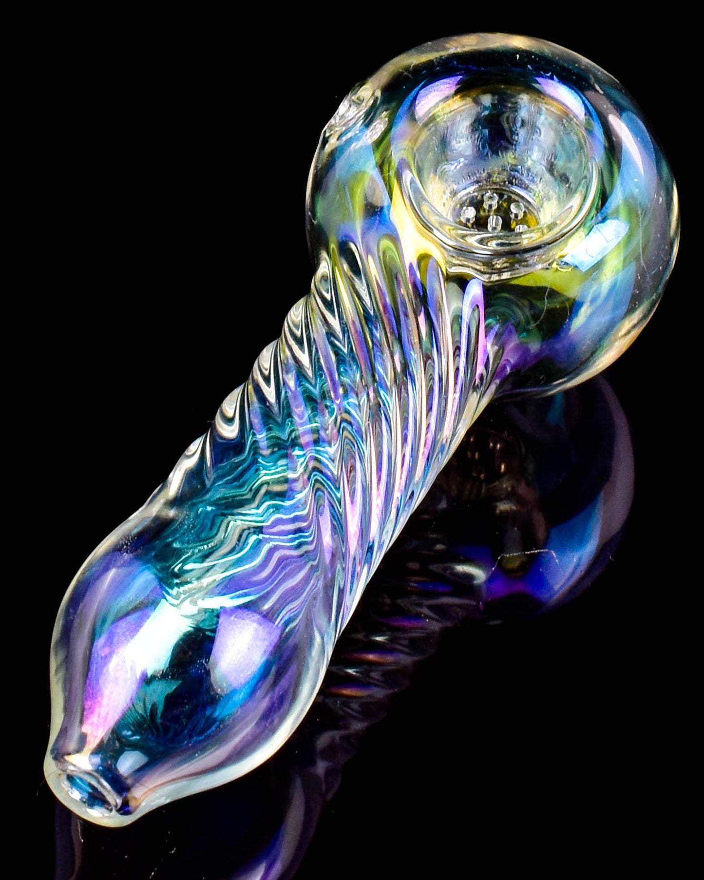Quantum Spiral Electro Plated Helix Glass Hand Pipe - Rainbow