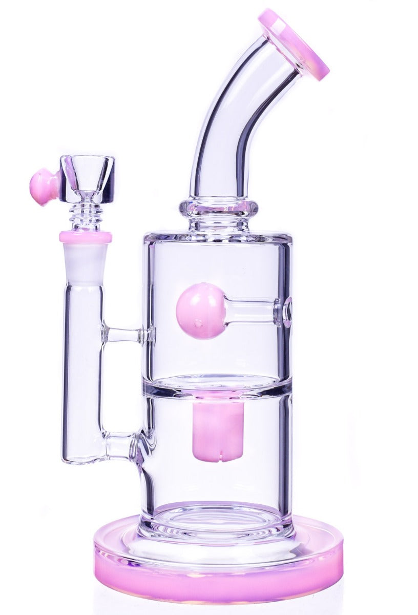 The Primal - 9" Showerhead Perc Bong/Dab Rig - Milky Pink