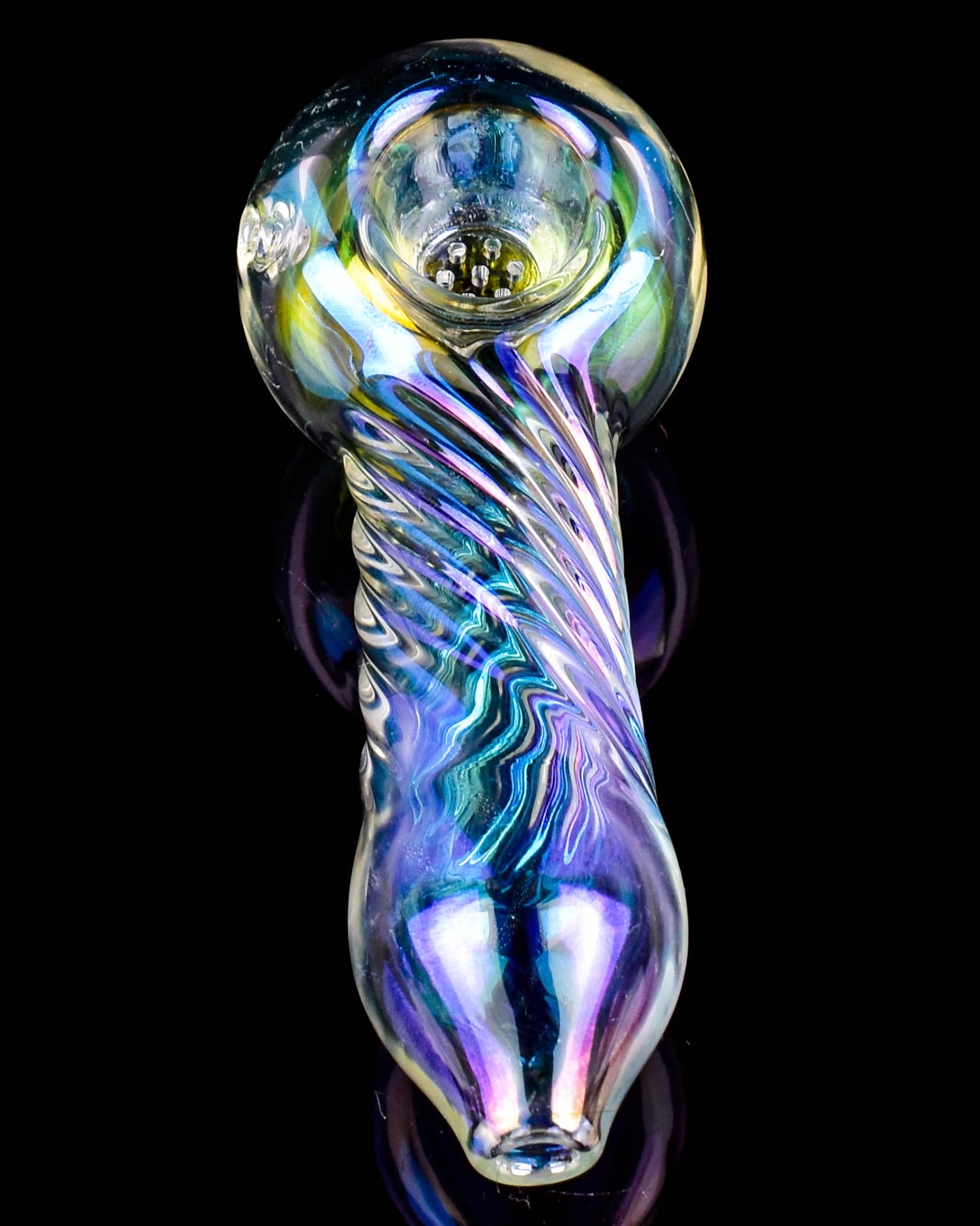 Quantum Spiral Electro Plated Helix Glass Hand Pipe - Rainbow