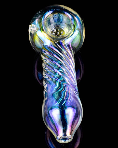 Quantum Spiral Electro Plated Helix Glass Hand Pipe - Rainbow
