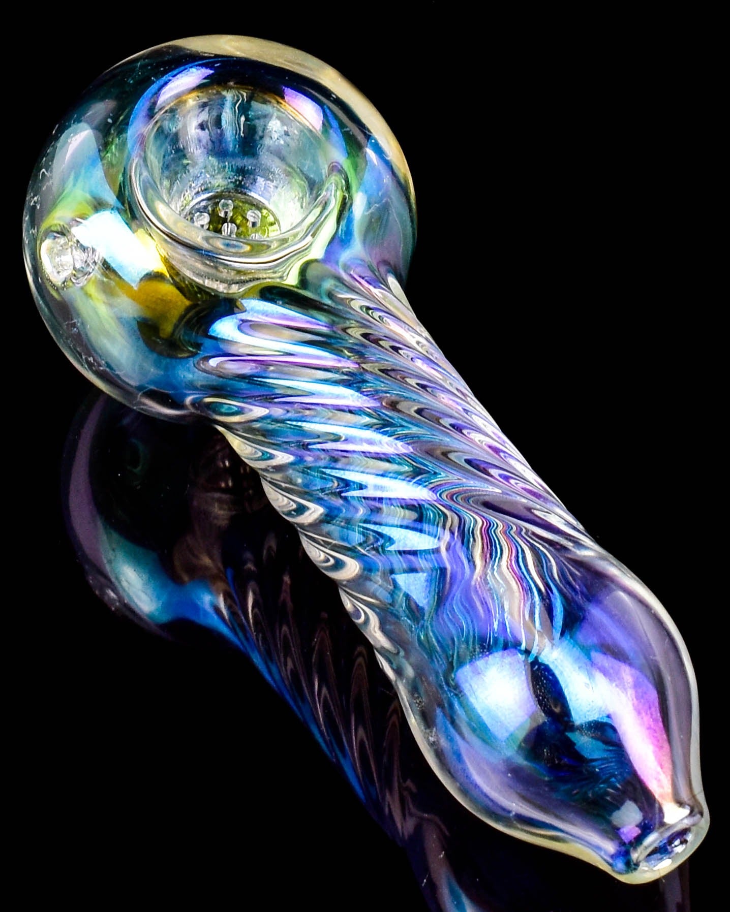 Quantum Spiral Electro Plated Helix Glass Hand Pipe - Rainbow
