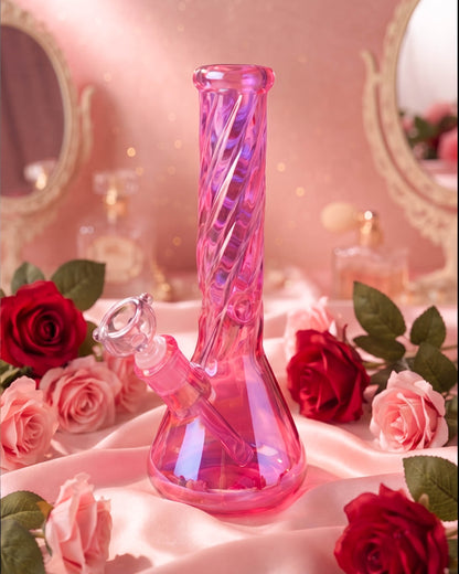 12" Bloom Twist Iridescent Beaker Bong