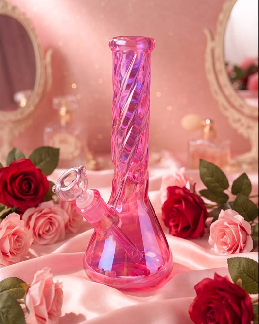 12" Bloom Twist Iridescent Beaker Bong