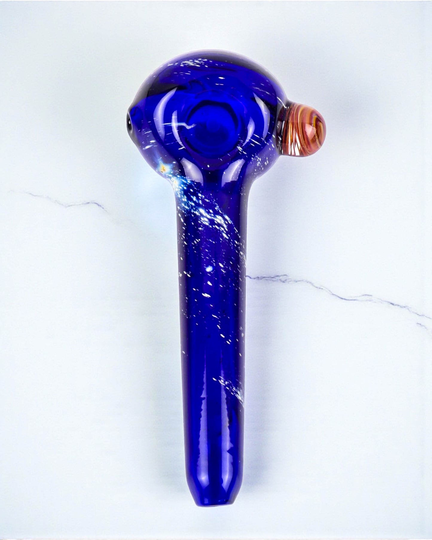Cobalt Aura Silver Fumed Galaxy Glass Hand Pipe