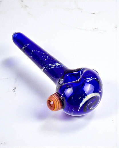 Cobalt Aura Silver Fumed Galaxy Glass Hand Pipe