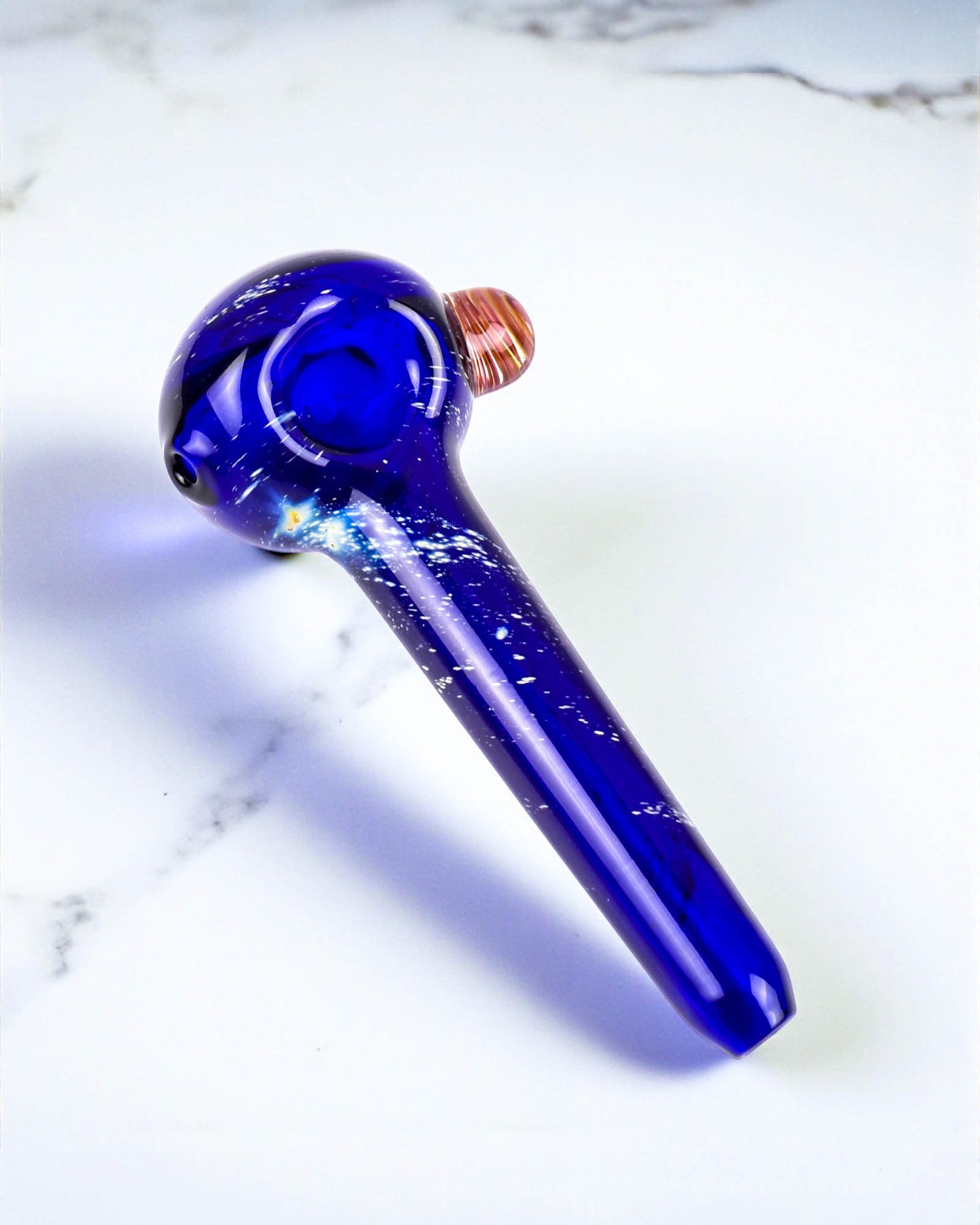 Cobalt Aura Silver Fumed Galaxy Glass Hand Pipe