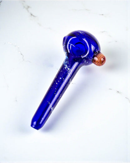 Cobalt Aura Silver Fumed Galaxy Glass Hand Pipe