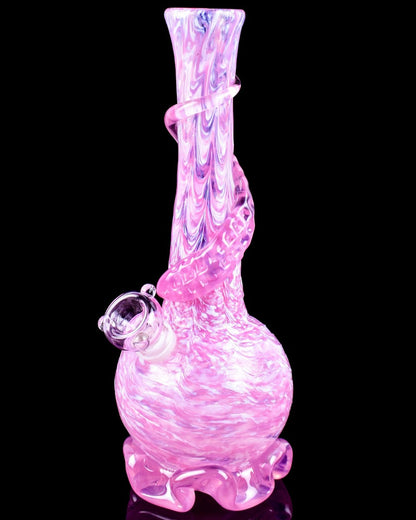 The Fabulous - 12" Dual Frit Wire Wrap Vase Bong - Pastel Pink