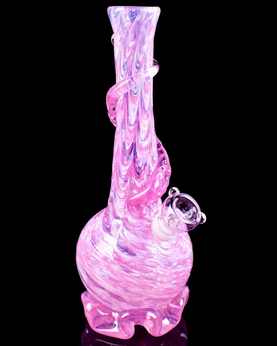 The Fabulous - 12" Dual Frit Wire Wrap Vase Bong - Pastel Pink
