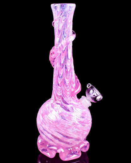 The Fabulous - 12" Dual Frit Wire Wrap Vase Bong - Pastel Pink