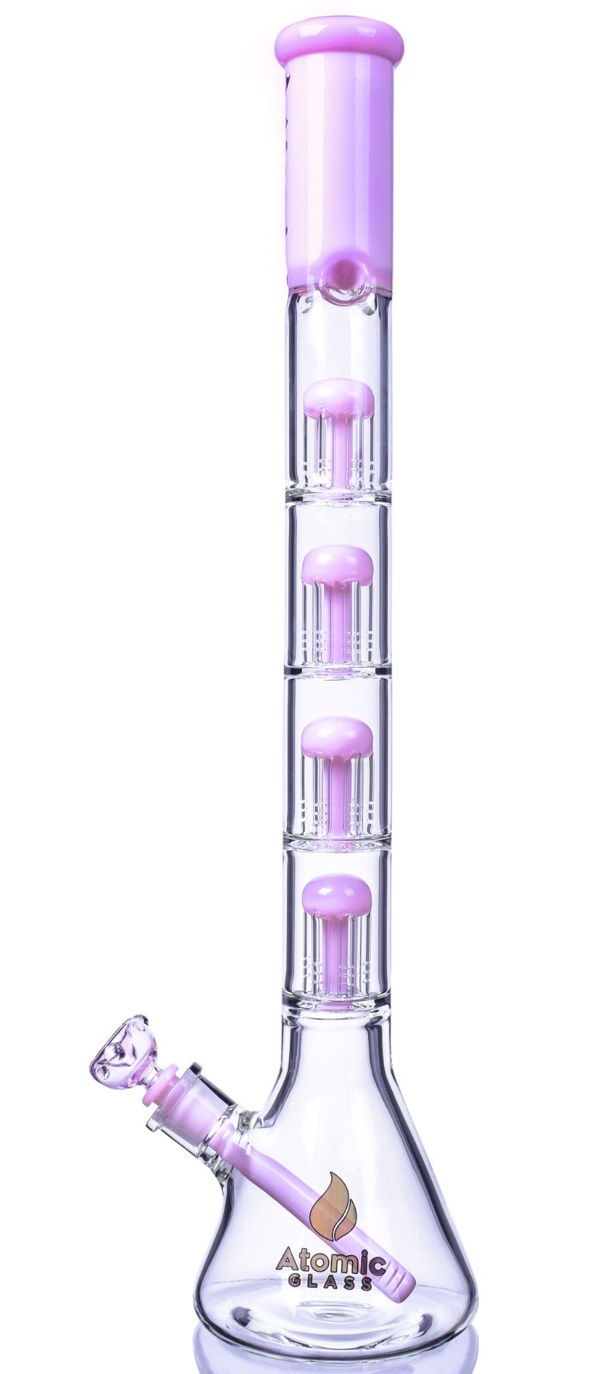King's Chalice - Atomic Glass - 22" Quad 6-Arm Tree Perc Big Beaker Bong - Milk Pink