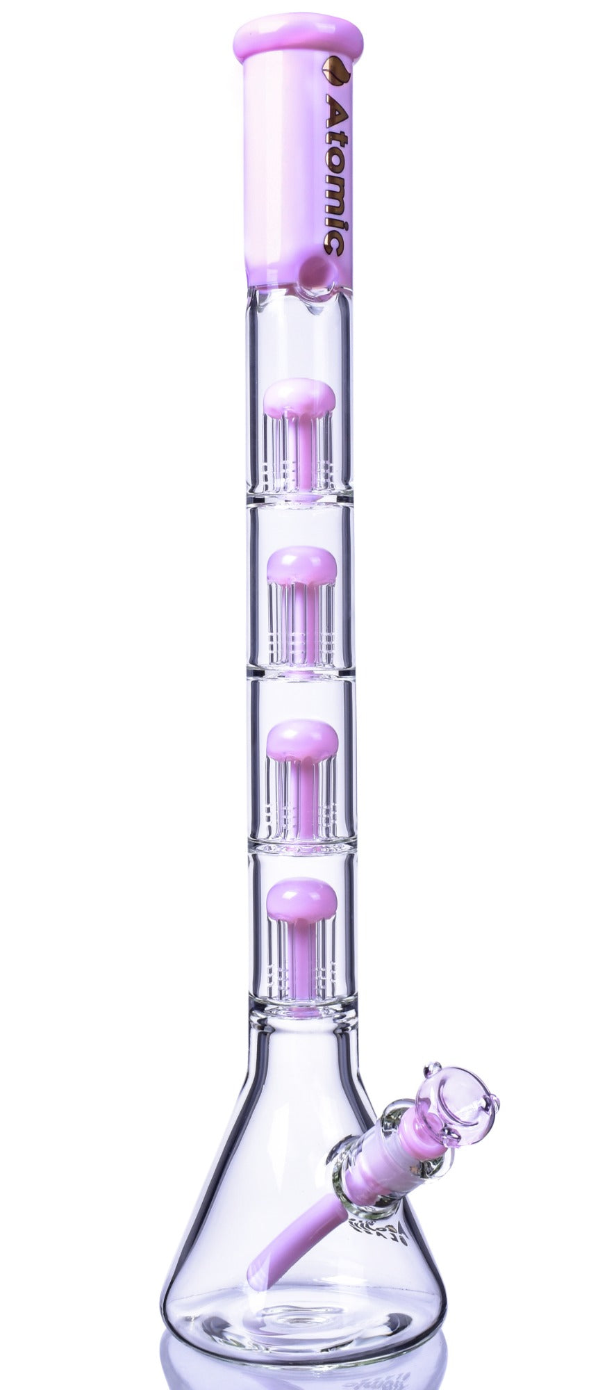 King's Chalice - Atomic Glass - 22" Quad 6-Arm Tree Perc Big Beaker Bong - Milk Pink