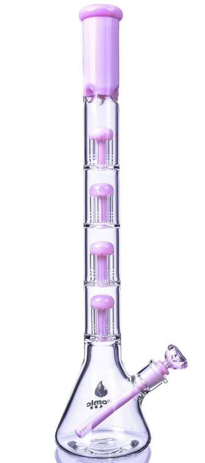 King's Chalice - Atomic Glass - 22" Quad 6-Arm Tree Perc Big Beaker Bong - Milk Pink