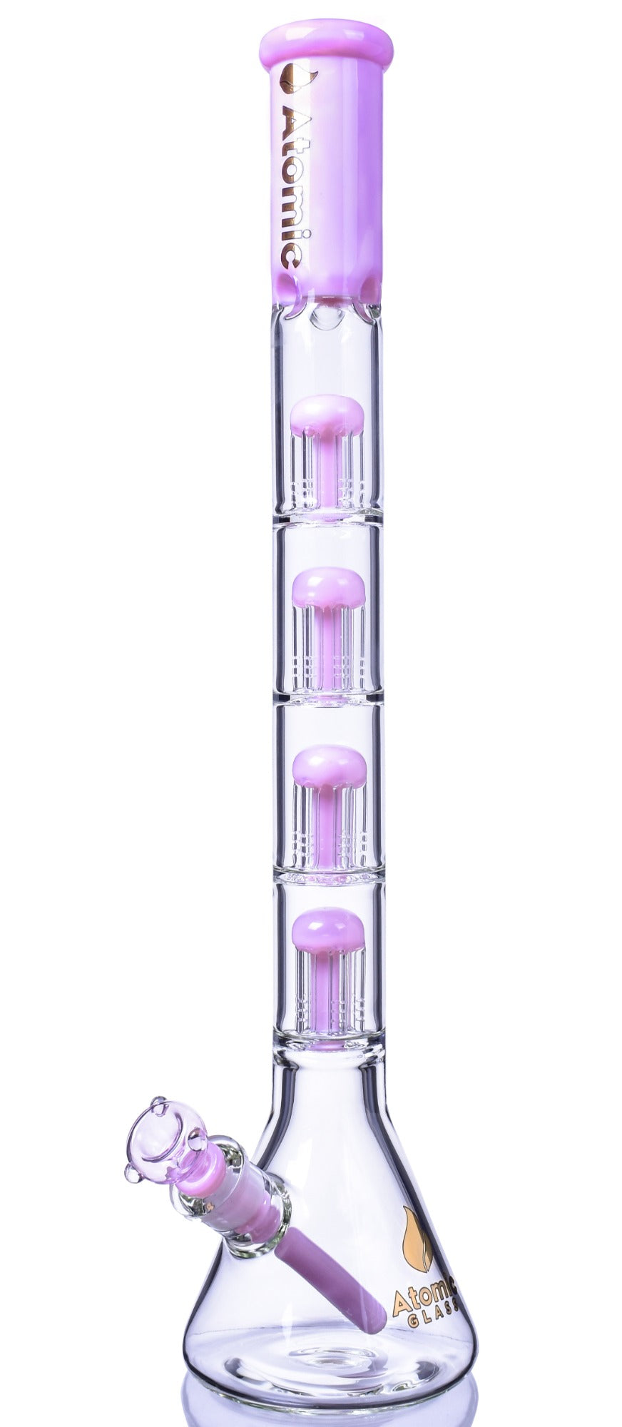 King's Chalice - Atomic Glass - 22" Quad 6-Arm Tree Perc Big Beaker Bong - Milk Pink