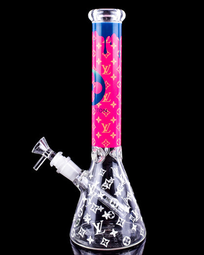 Luxury Louis Fashion Bong - 12" Thick Beaker Bong - Pink