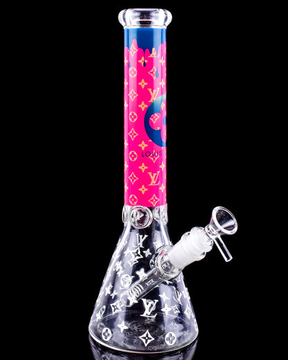 Luxury Louis Fashion Bong - 12" Thick Beaker Bong - Pink