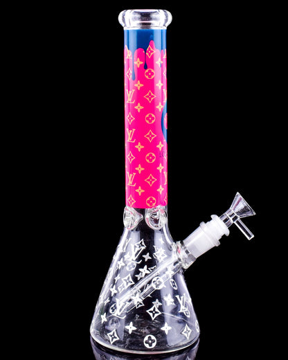 Luxury Louis Fashion Bong - 12" Thick Beaker Bong - Pink