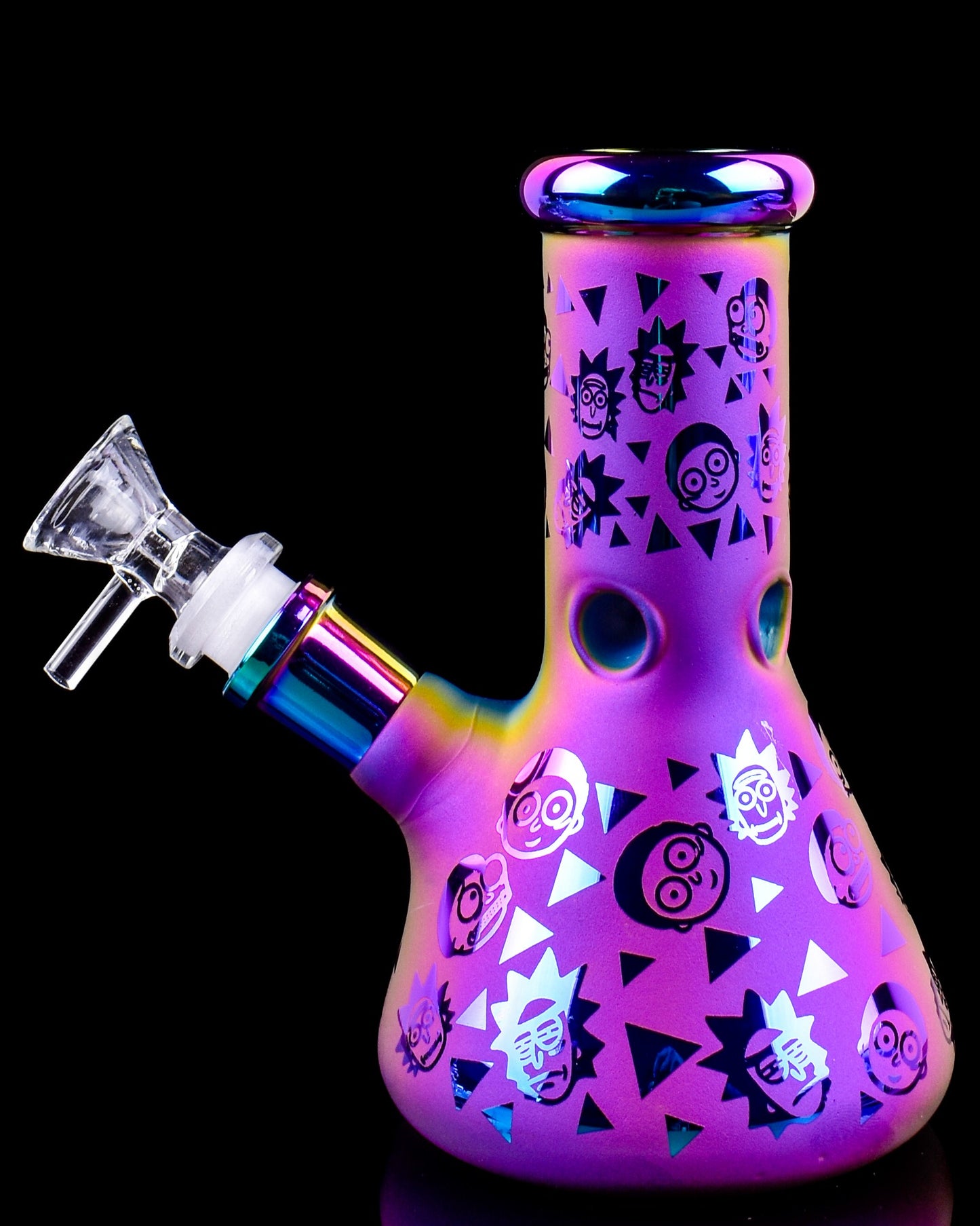 Rick & Morty Frosted Beaker Bong - Iridescent Purple