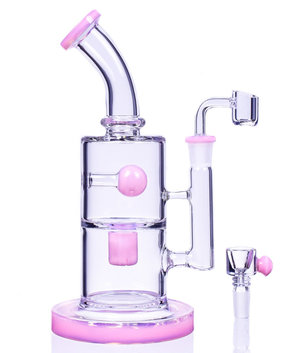 The Primal - 9" Showerhead Perc Bong/Dab Rig - Milky Pink