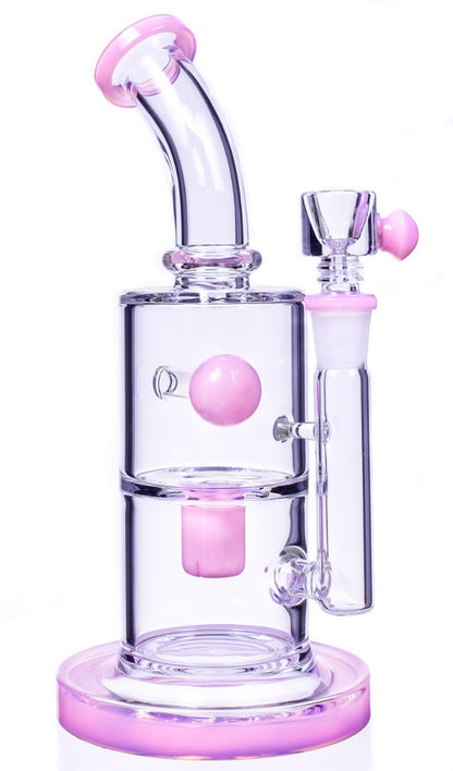 The Primal - 9" Showerhead Perc Bong/Dab Rig - Milky Pink