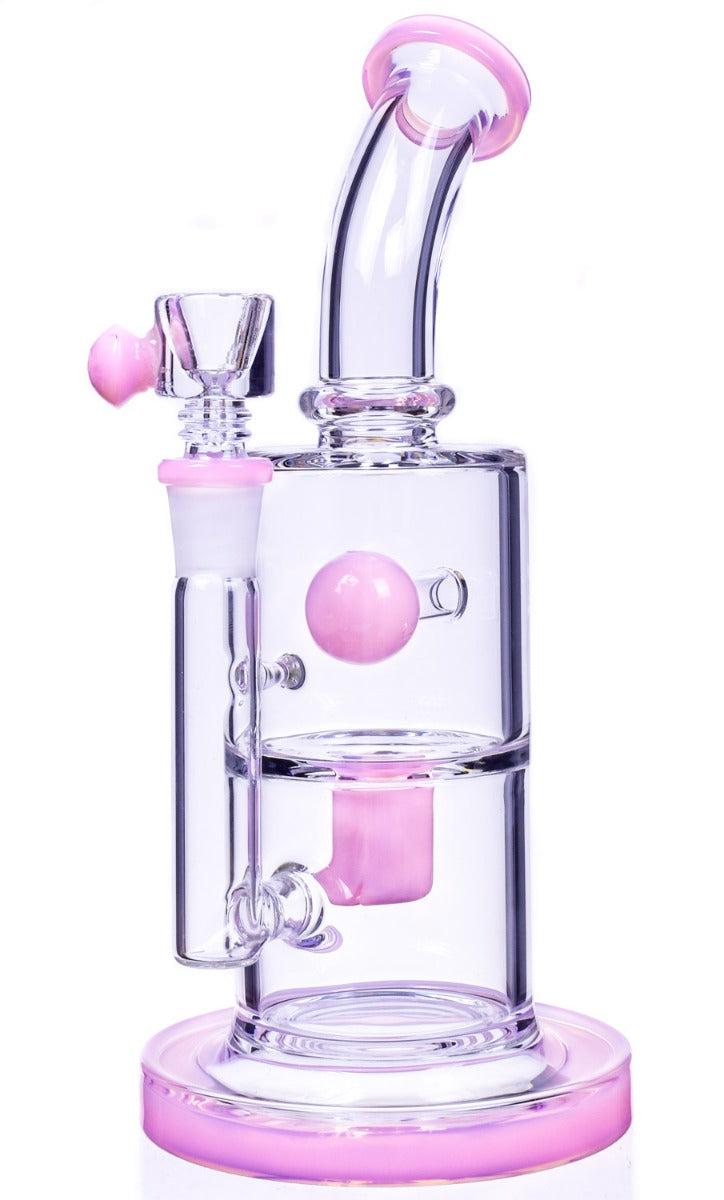 The Primal - 9" Showerhead Perc Bong/Dab Rig - Milky Pink