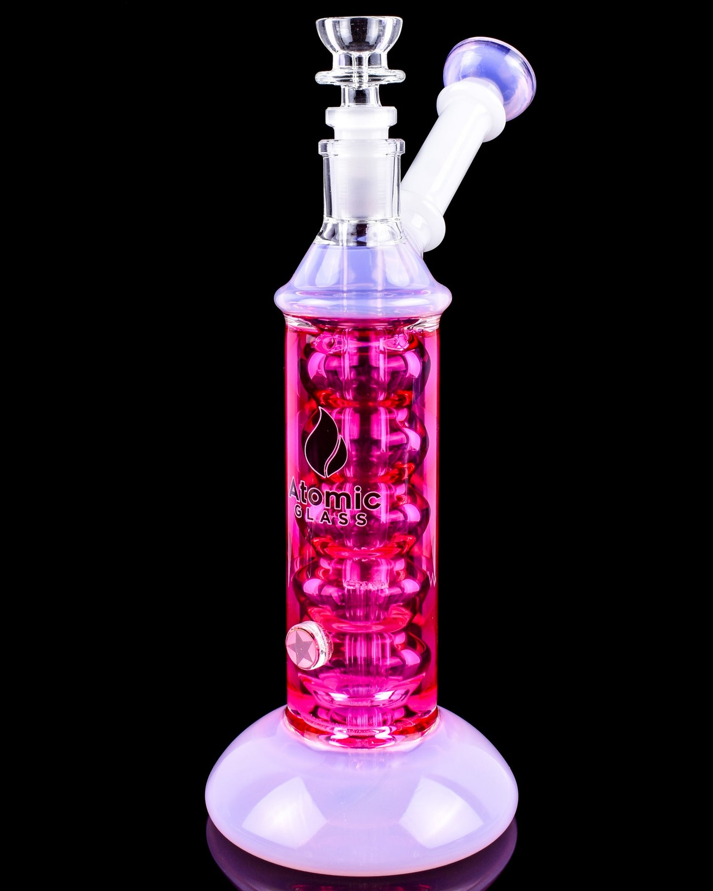 Atomic Glass Colored Glycerin Bubbler Bong - Pink