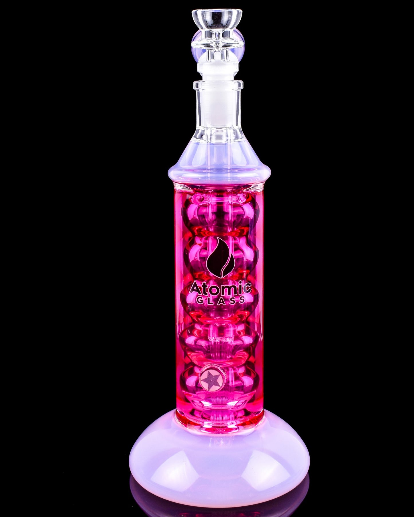 Atomic Glass Colored Glycerin Bubbler Bong - Pink