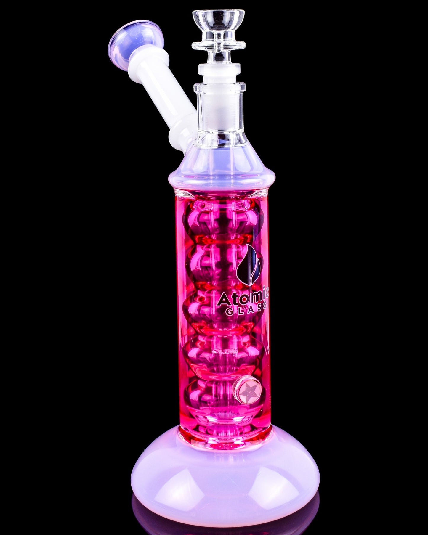 Atomic Glass Colored Glycerin Bubbler Bong - Pink