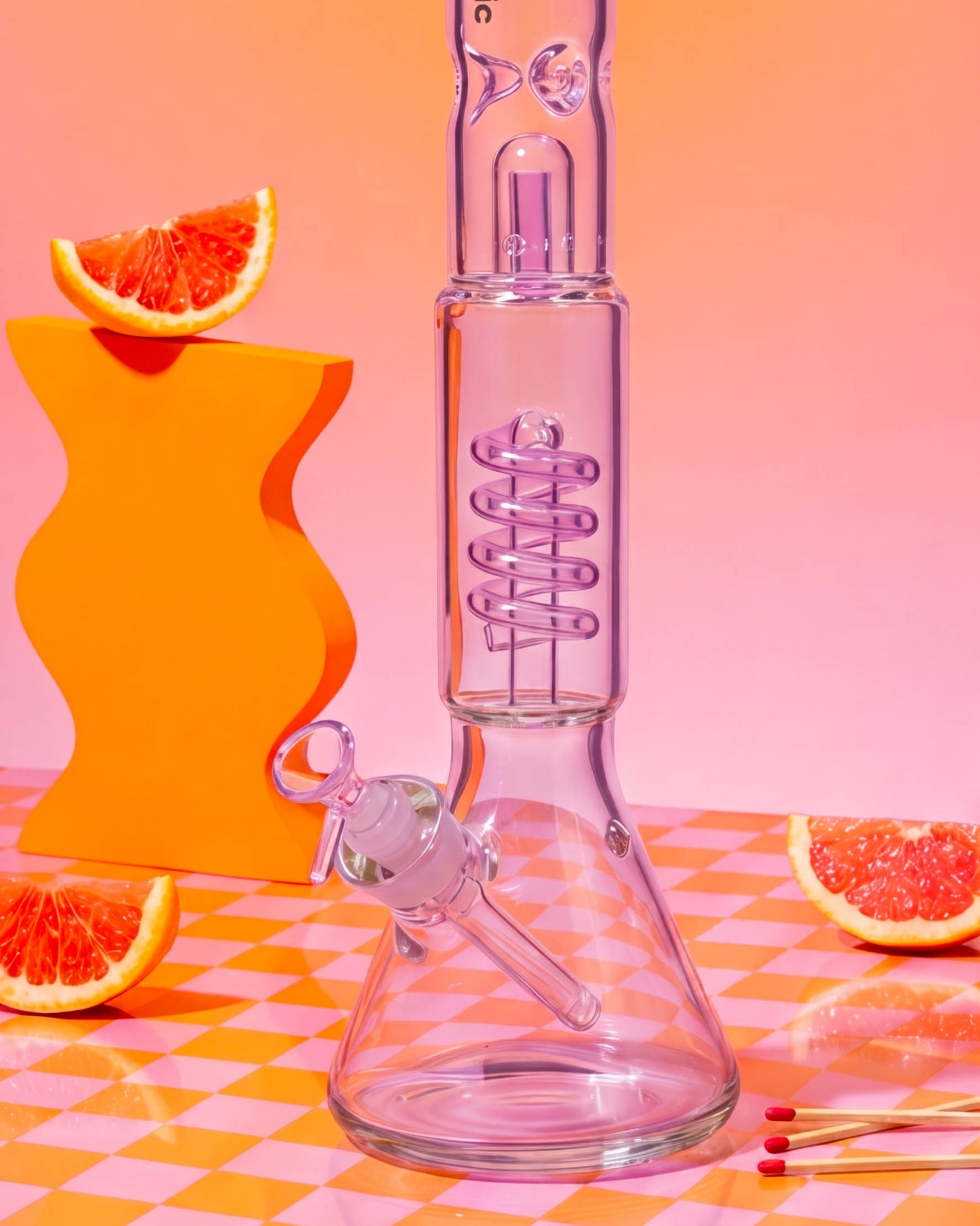 Atomic Glass 18" Coil Charm Beaker Bong - Pink