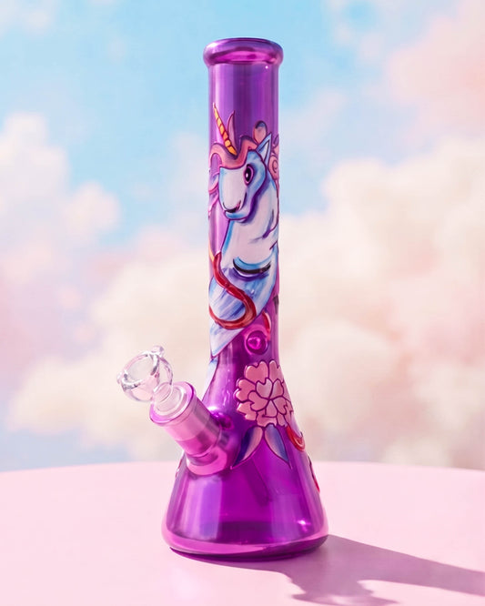 Cute Unicorn Glow In The Dark Beaker Bong