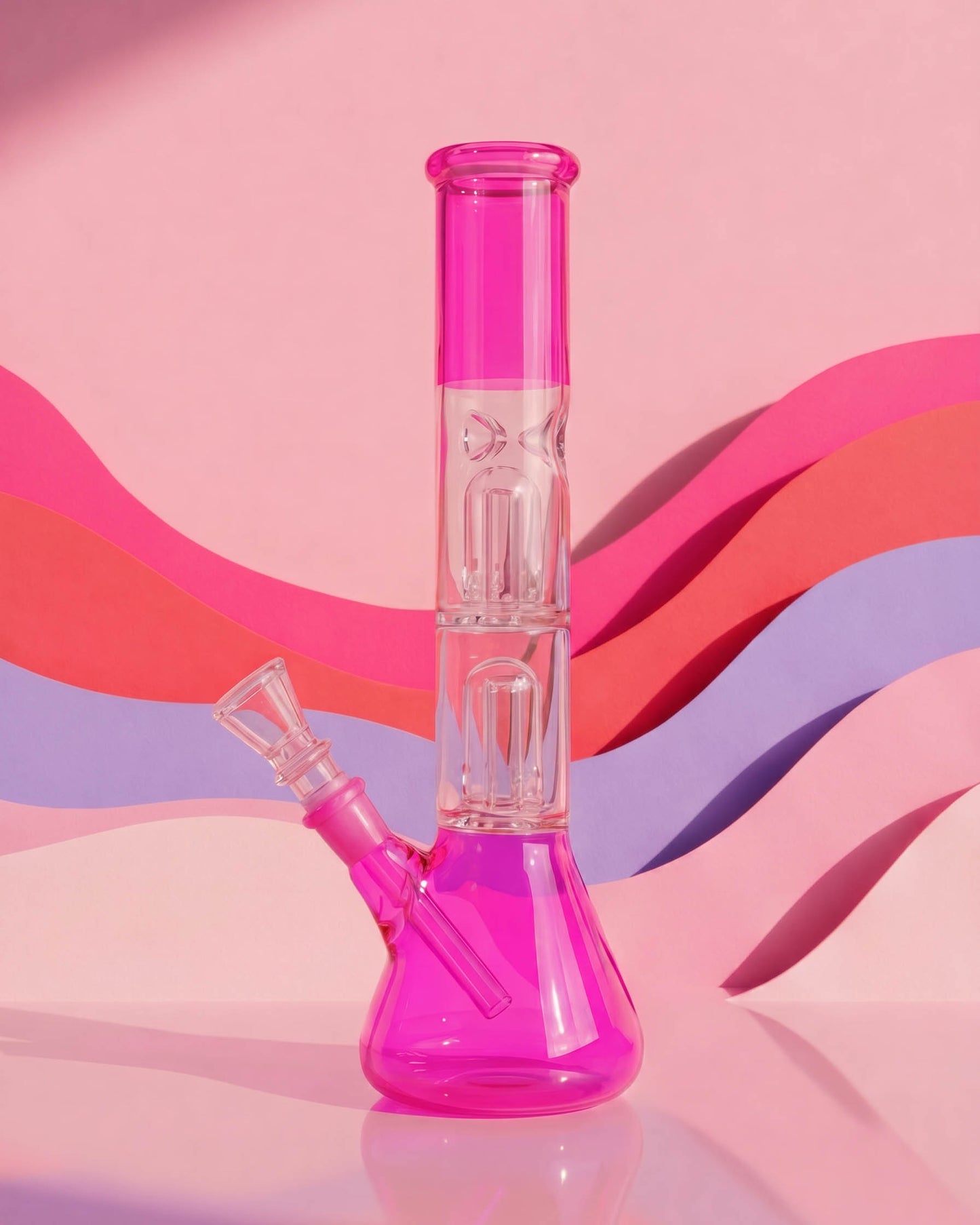 Double Percolator Beaker Bong - Pink