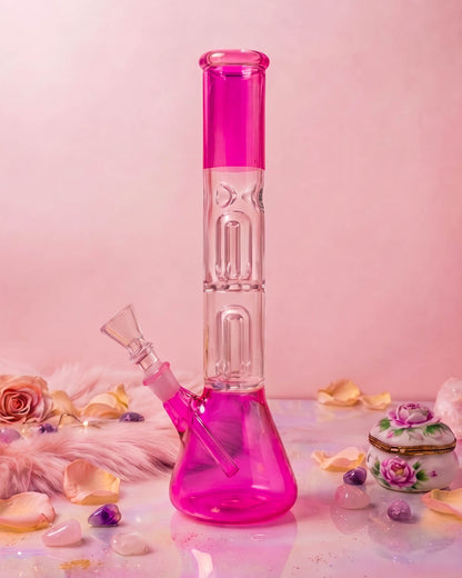 Double Percolator Beaker Bong - Pink