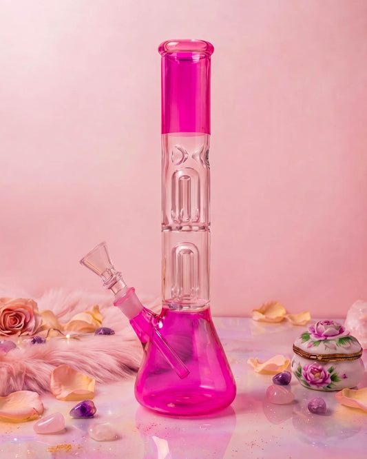 Double Percolator Beaker Bong - Pink