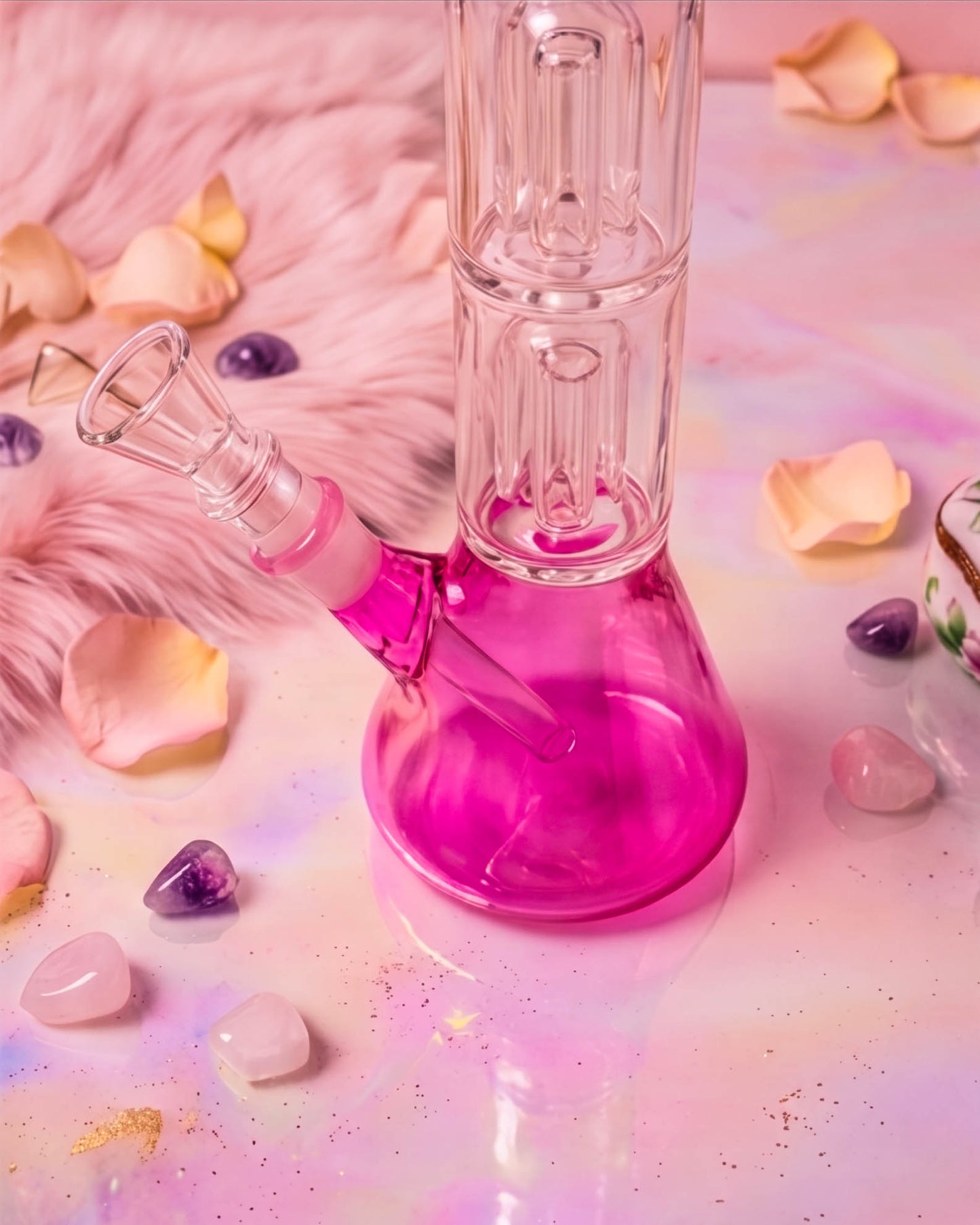 Double Percolator Beaker Bong - Pink