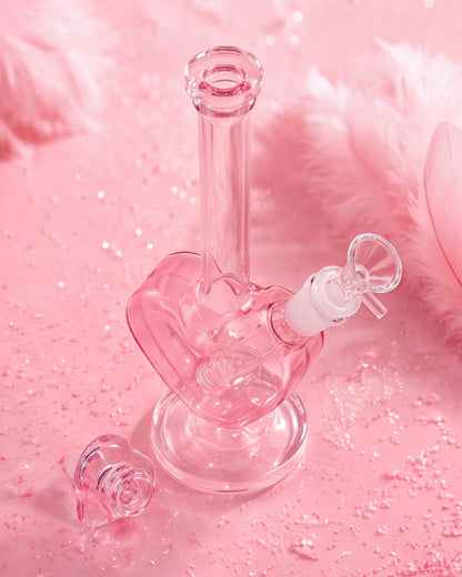 9" Heart Bong w/ Heart Bowl - Pink