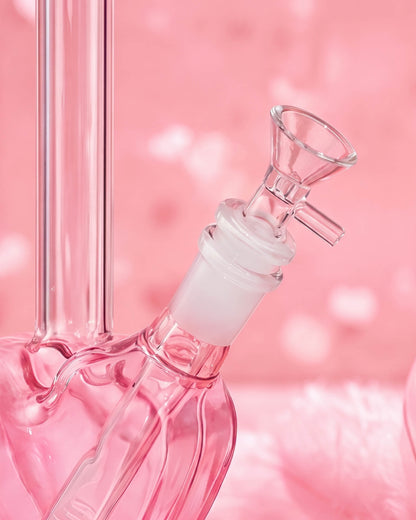 9" Heart Bong w/ Heart Bowl - Pink