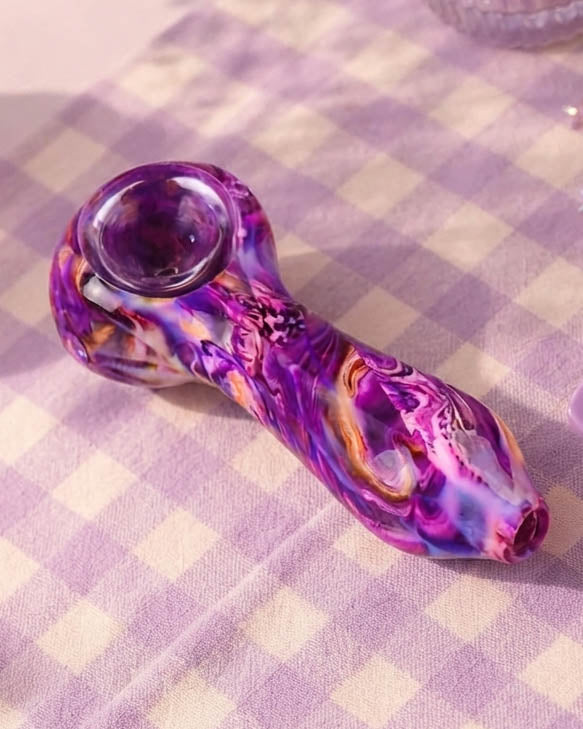 Nebula Kiss Glass Hand Pipe - Purple