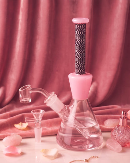 Pink Velvet Swirl Beaker Bong/Dab Rig