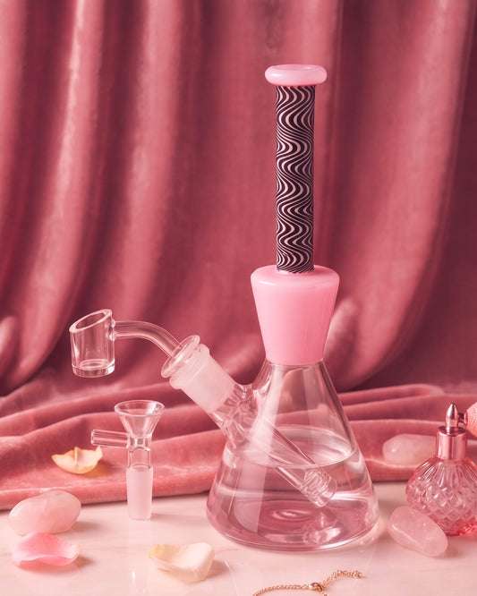 Pink Velvet Swirl Beaker Bong/Dab Rig