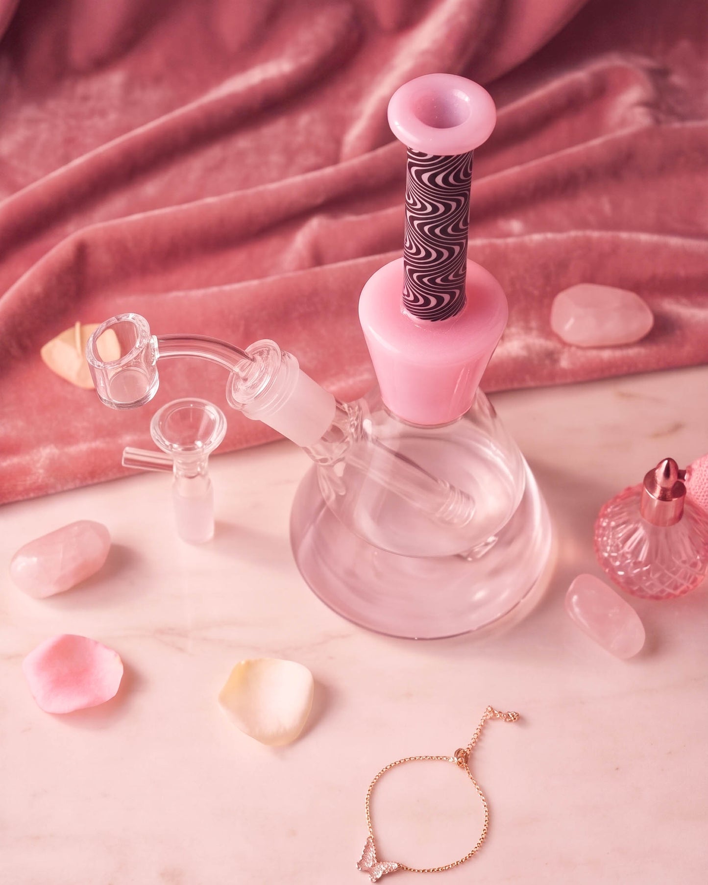 Pink Velvet Swirl Beaker Bong/Dab Rig