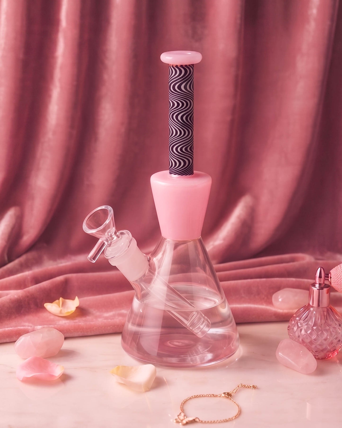 Pink Velvet Swirl Beaker Bong/Dab Rig