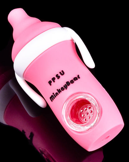 Baby Bottle Silicone Hand Pipe - Pink