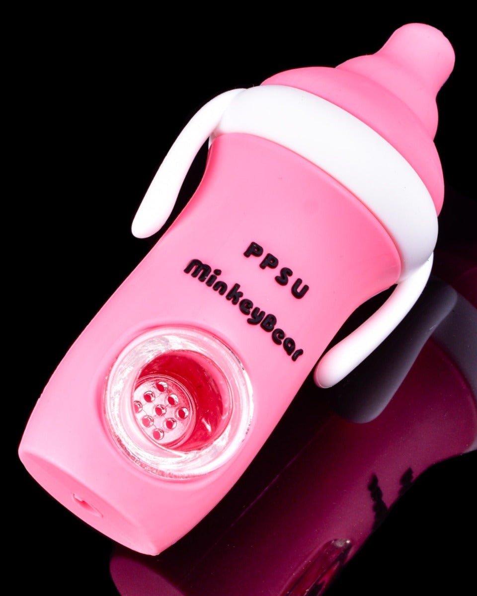 Baby Bottle Silicone Hand Pipe - Pink