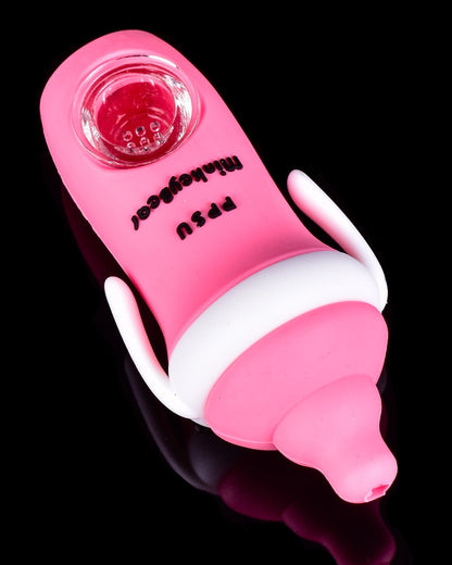 Baby Bottle Silicone Hand Pipe - Pink