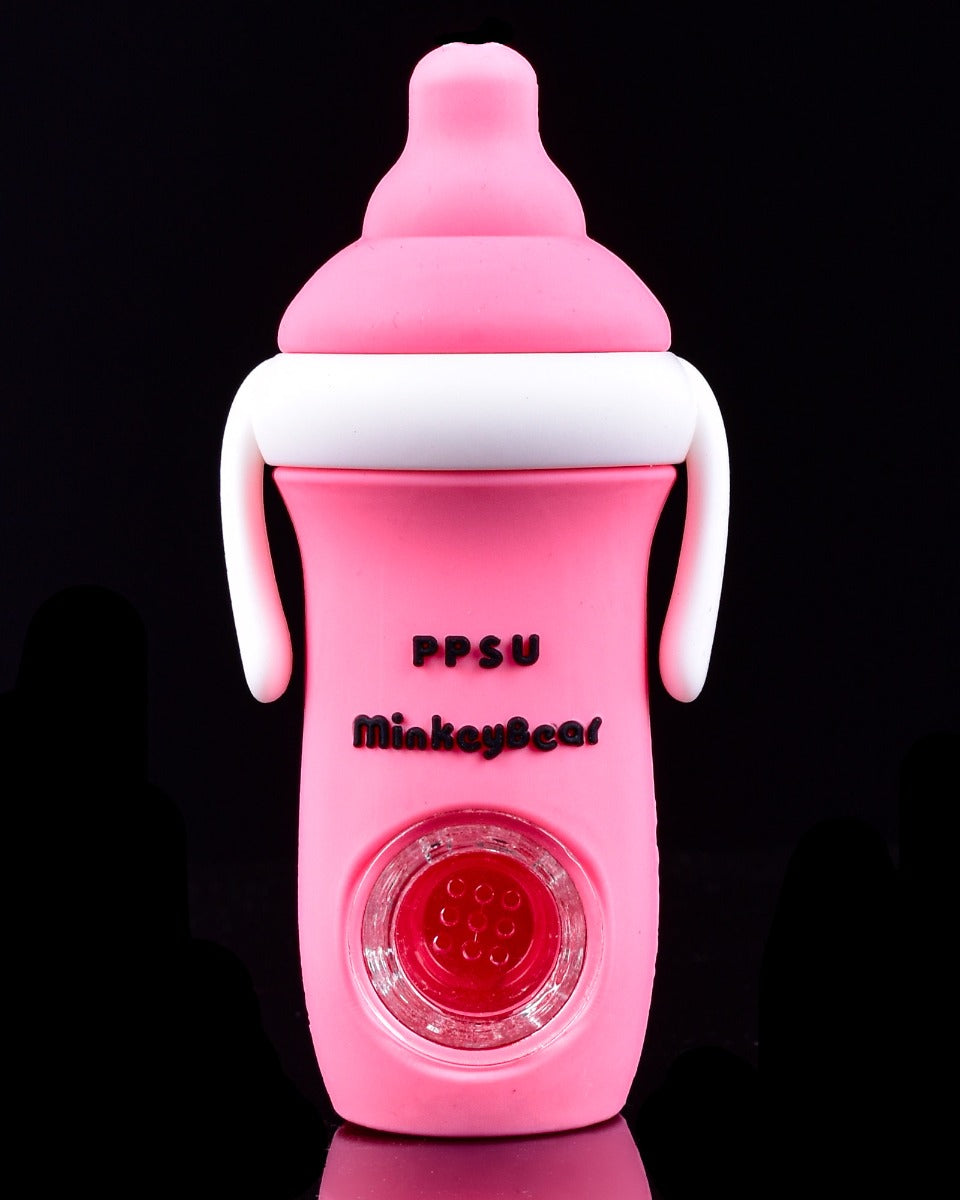 Baby Bottle Silicone Hand Pipe - Pink