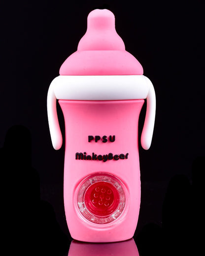 Baby Bottle Silicone Hand Pipe - Pink