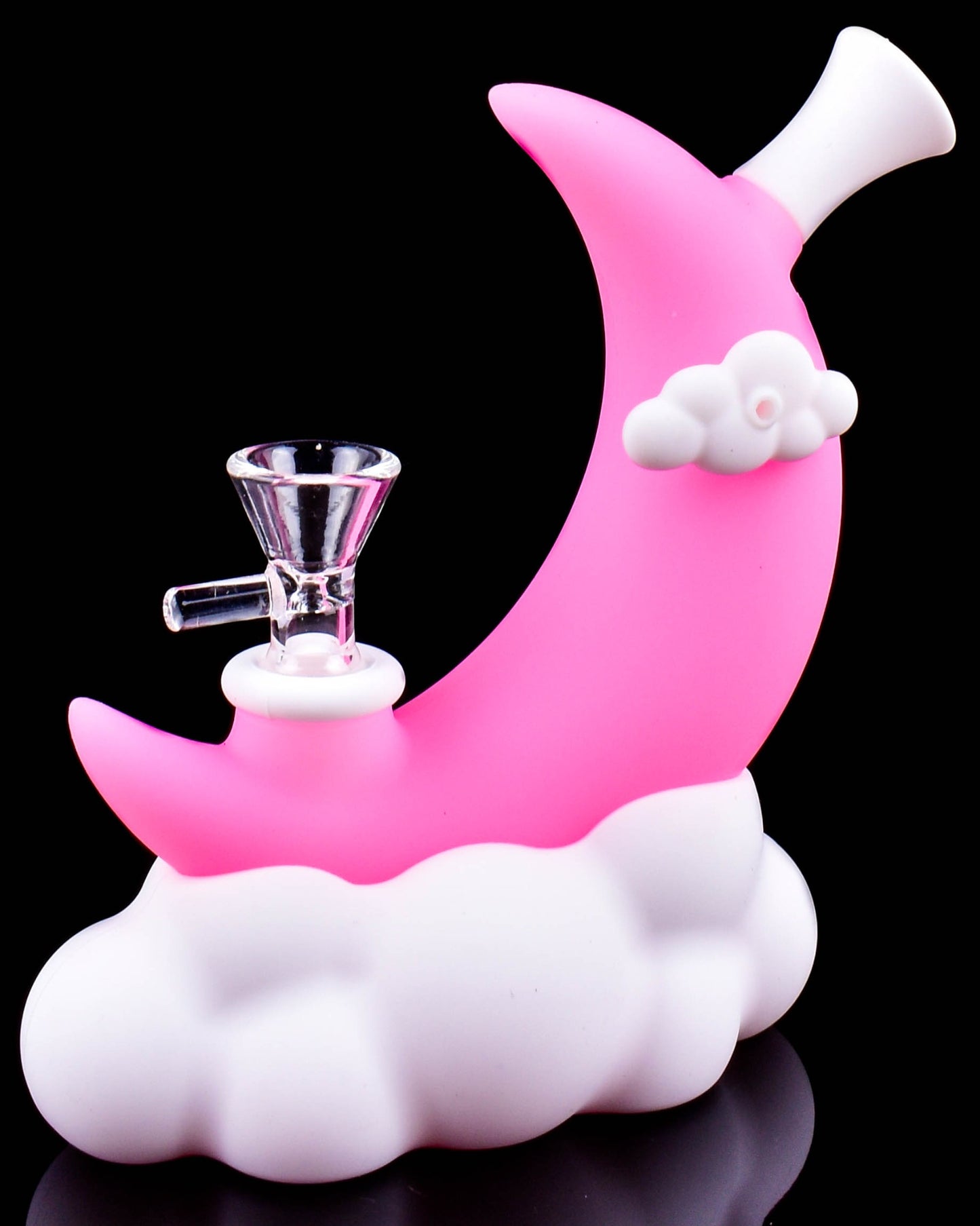 Celestial Crescent – Glow In The Dark Silicone Mini Bong - Pink
