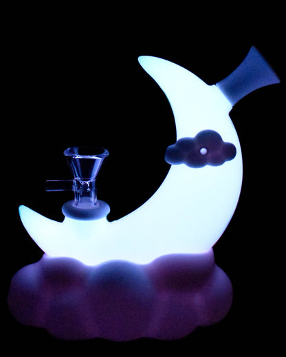 Celestial Crescent – Glow In The Dark Silicone Mini Bong - Pink